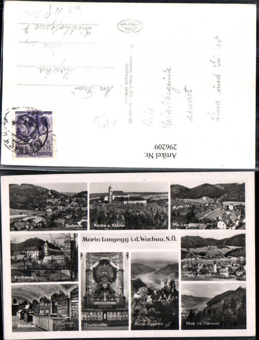 296209,Maria Langegg in d. Wachau Totale Kirche Bibliothek Aggstein Aggsbach Mehrbildkarte