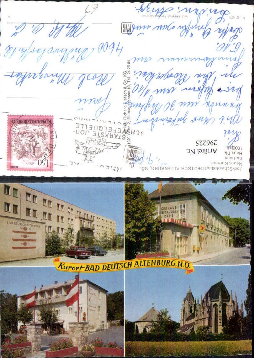 296225,Bad Deutsch-Altenburg Kurhaus Haus Riedmüller Kirche Mehrbildkarte