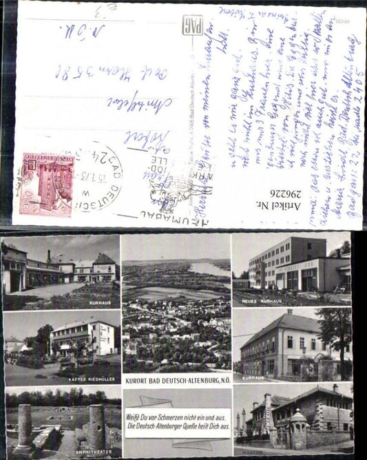 296226,Bad Deutsch-Altenburg Totale Kurhaus Amphitheater Museum Mehrbildkarte Spruch