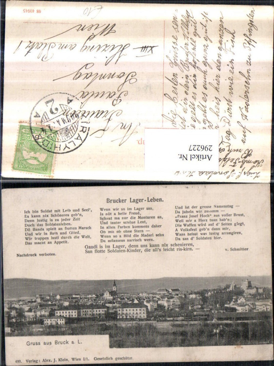 296227,Gruß aus Bruck an d. Leitha Totale Brucker Lager-Leben Text Gedicht