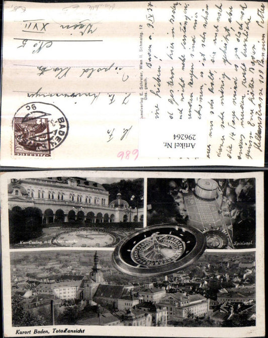 296264,Baden Totale Kur-Casino Kasino Spielsaal Roulette Mehrbildkarte