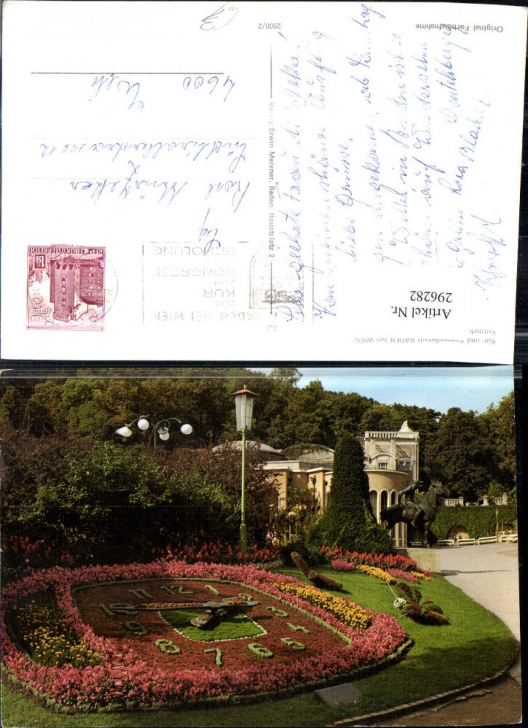 296282,Baden b. Wien Kurpark Blumenuhr