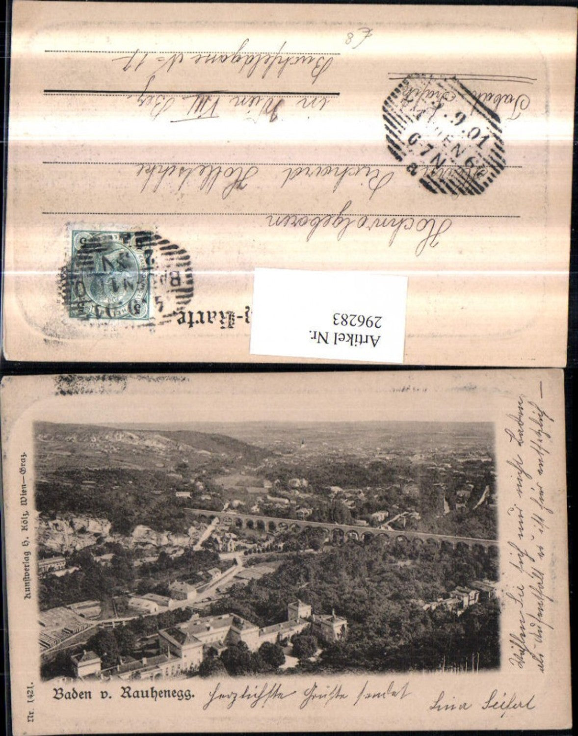 296283,Präge Passepartout Baden Totale von Rauhenegg Viadukt Brücke