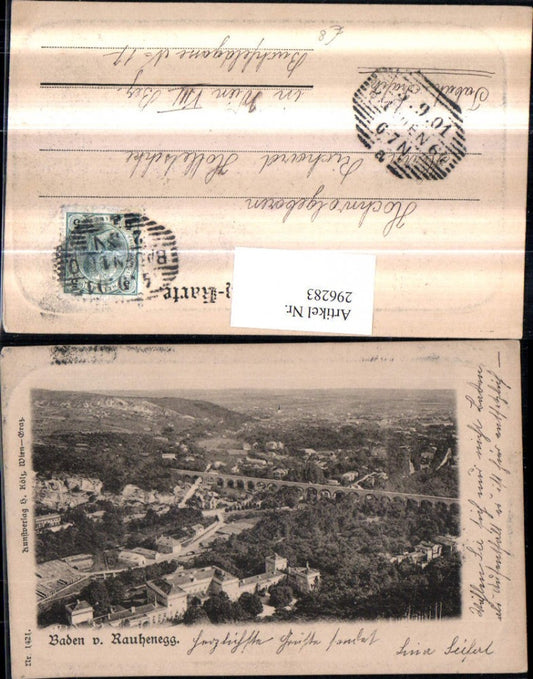 296283,Präge Passepartout Baden Totale von Rauhenegg Viadukt Brücke