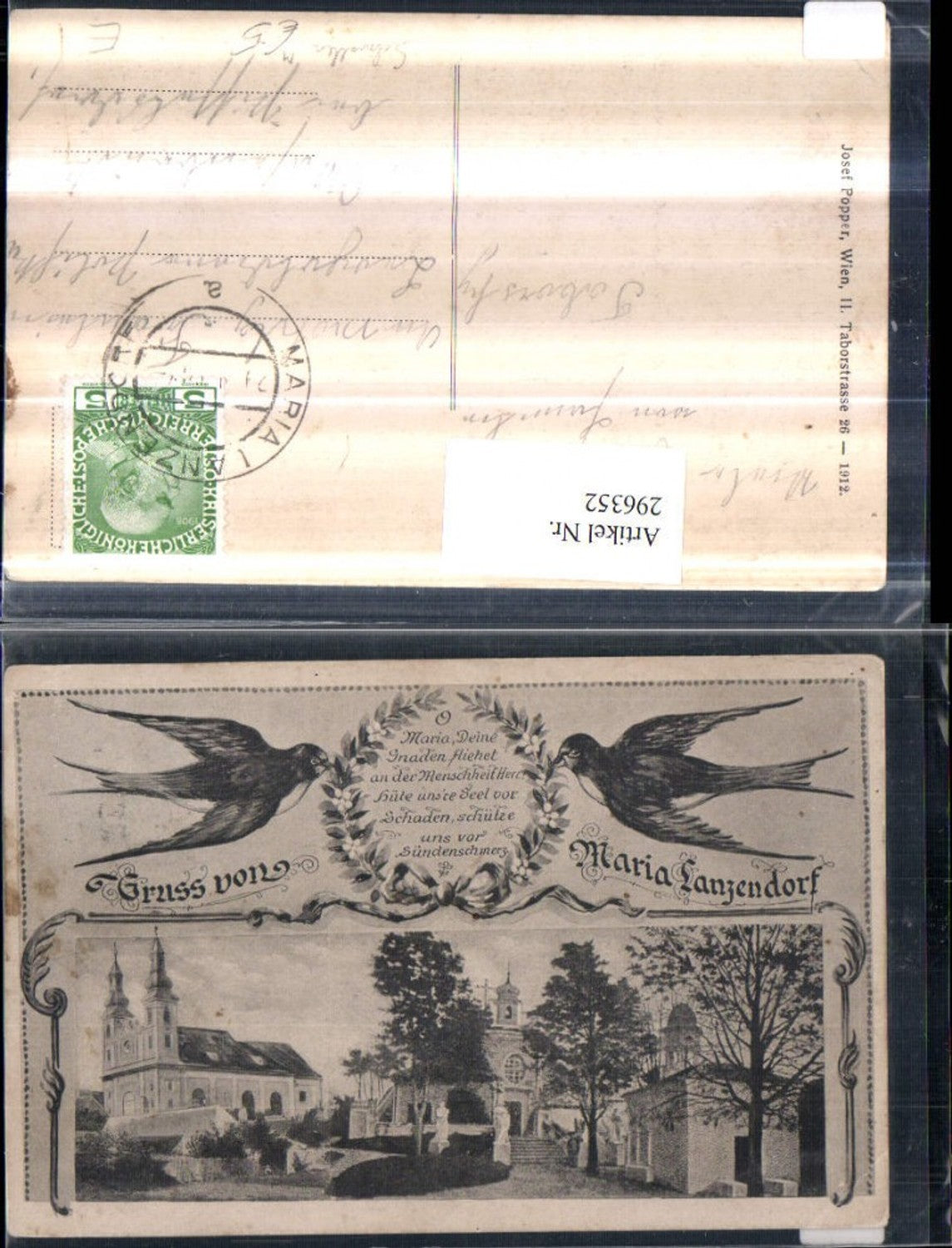 296352,Gruß von Maria Lanzendorf Kirche Schwalben Text Spruch