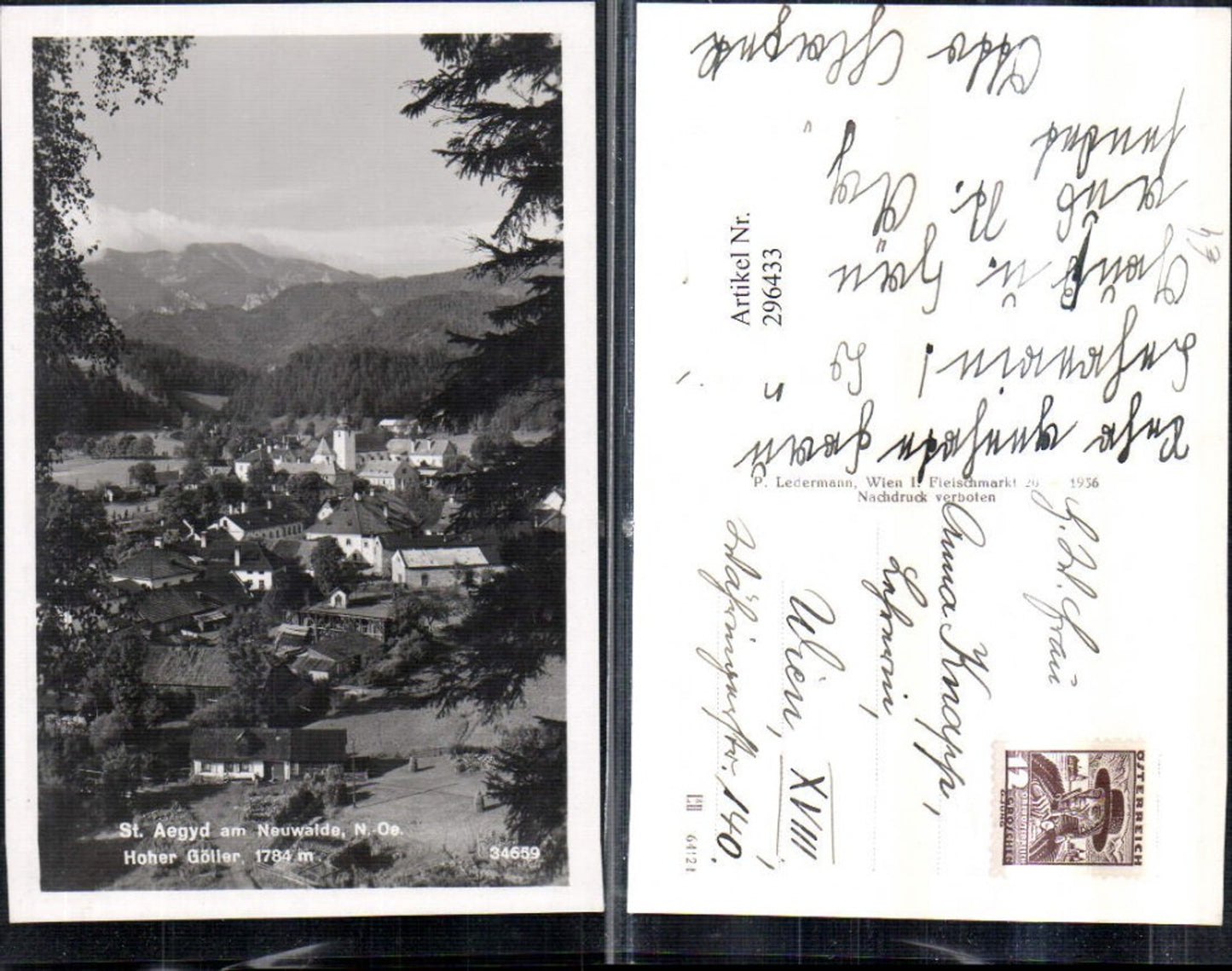 296433,St. Aegyd am Neuwalde Totale m. Hoher Göller Bergkulisse