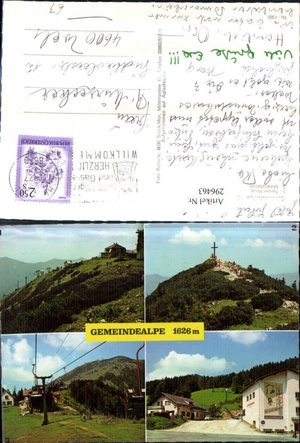 296463,Gemeindealpe Talstation Gipfelkreuz Terzerhaus Sessellift Mehrbildkarte b. Mitterbach