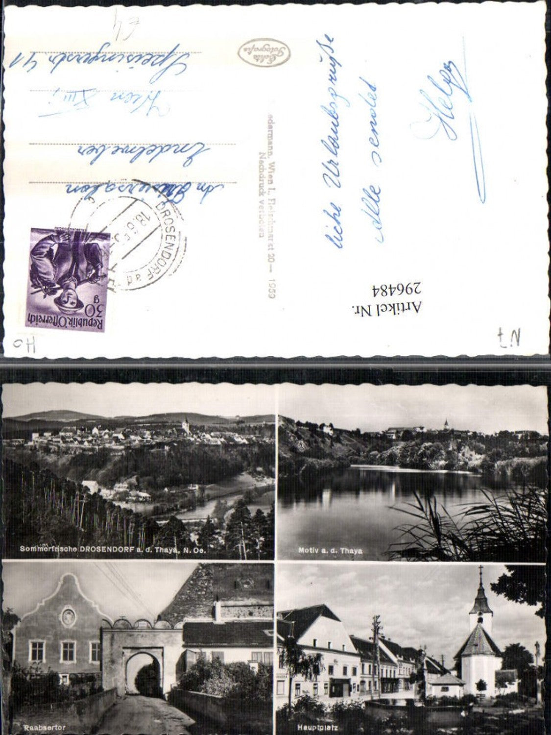 296484,Drosendorf an d. Thaya Totale Hauptplatz Kirche Raabsertor Mehrbildkarte