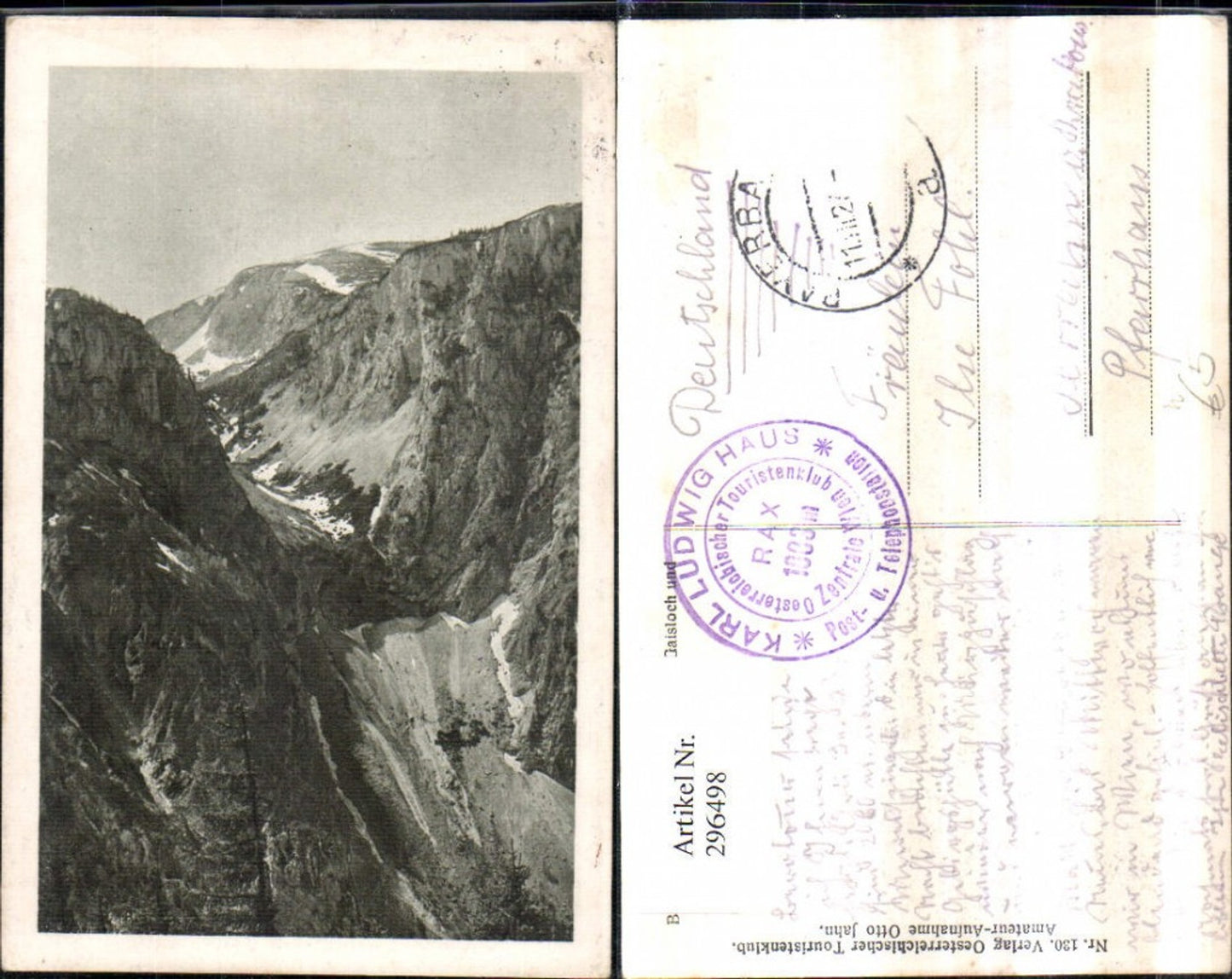 296498,Rax Blick von d. Loswandblße auf Gaisloch u. Scheibwaldmauer Bergkulisse b. Prein