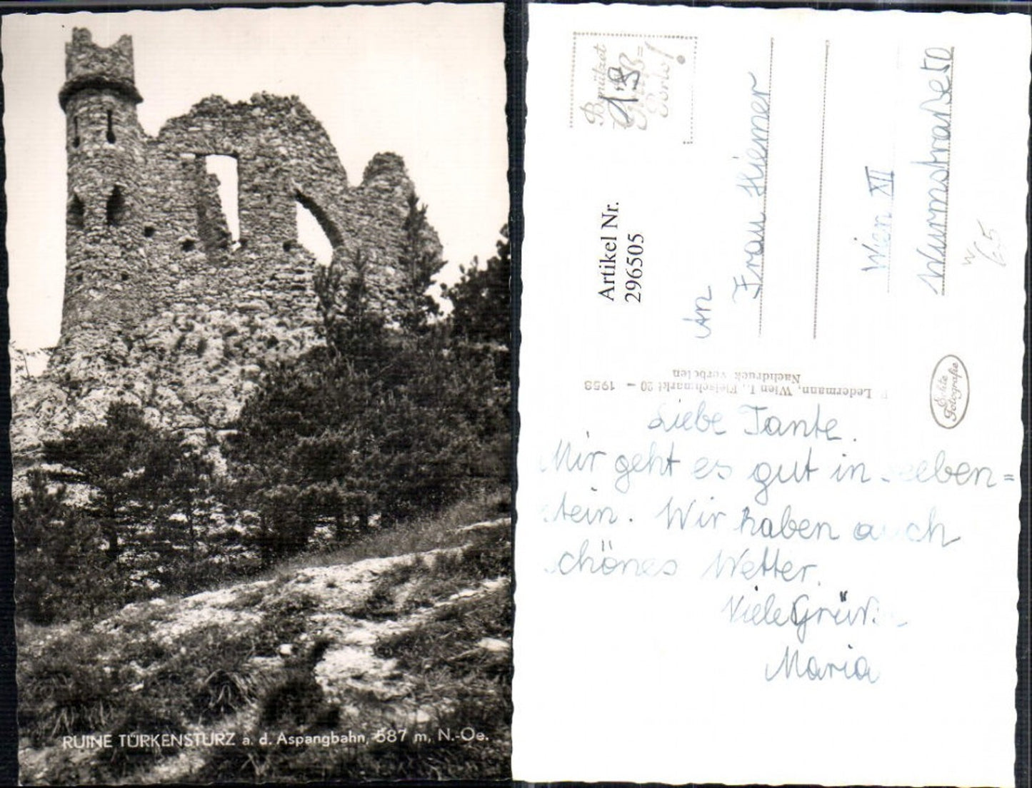 296505,Ruine Türkensturz an d. Aspangbahn b. Seebenstein