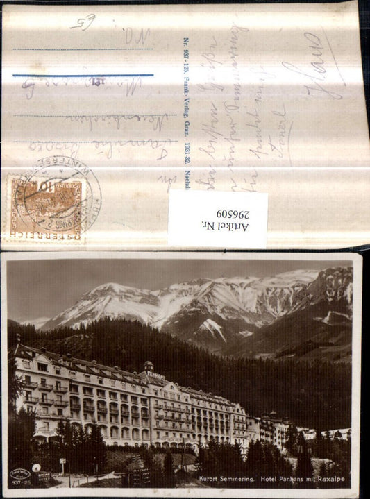 296509,Semmering Hotel Panhans m. Raxalpe Bergkulisse
