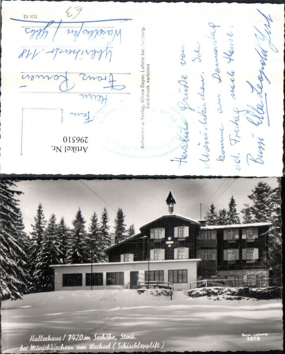 296510,Hallerhaus b. Mönichkirchen am Wechsel Winterbild