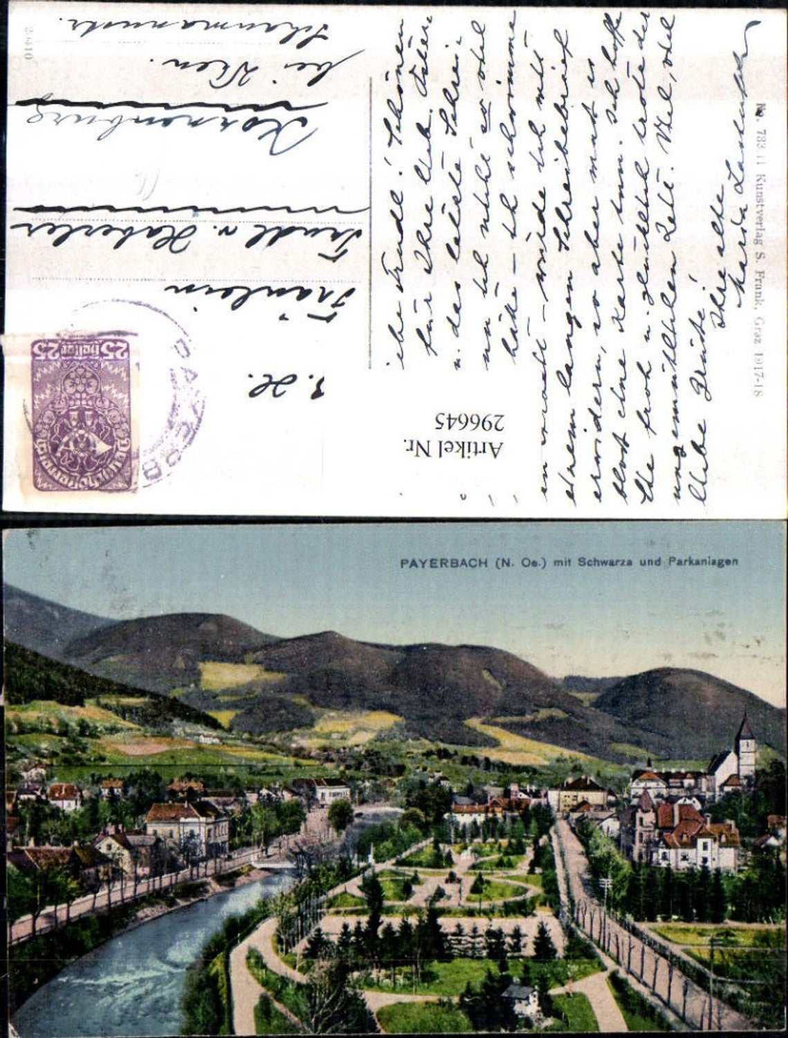 296645,Payerbach Teilansicht m. Schwarza u. Parkanlagen
