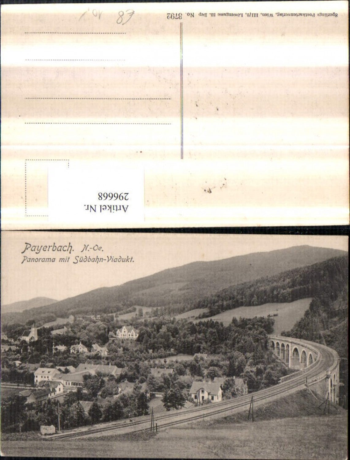 296668,Payerbach Teilansicht Panorama m. Südbahn-Viadukt pub Sperling 3792