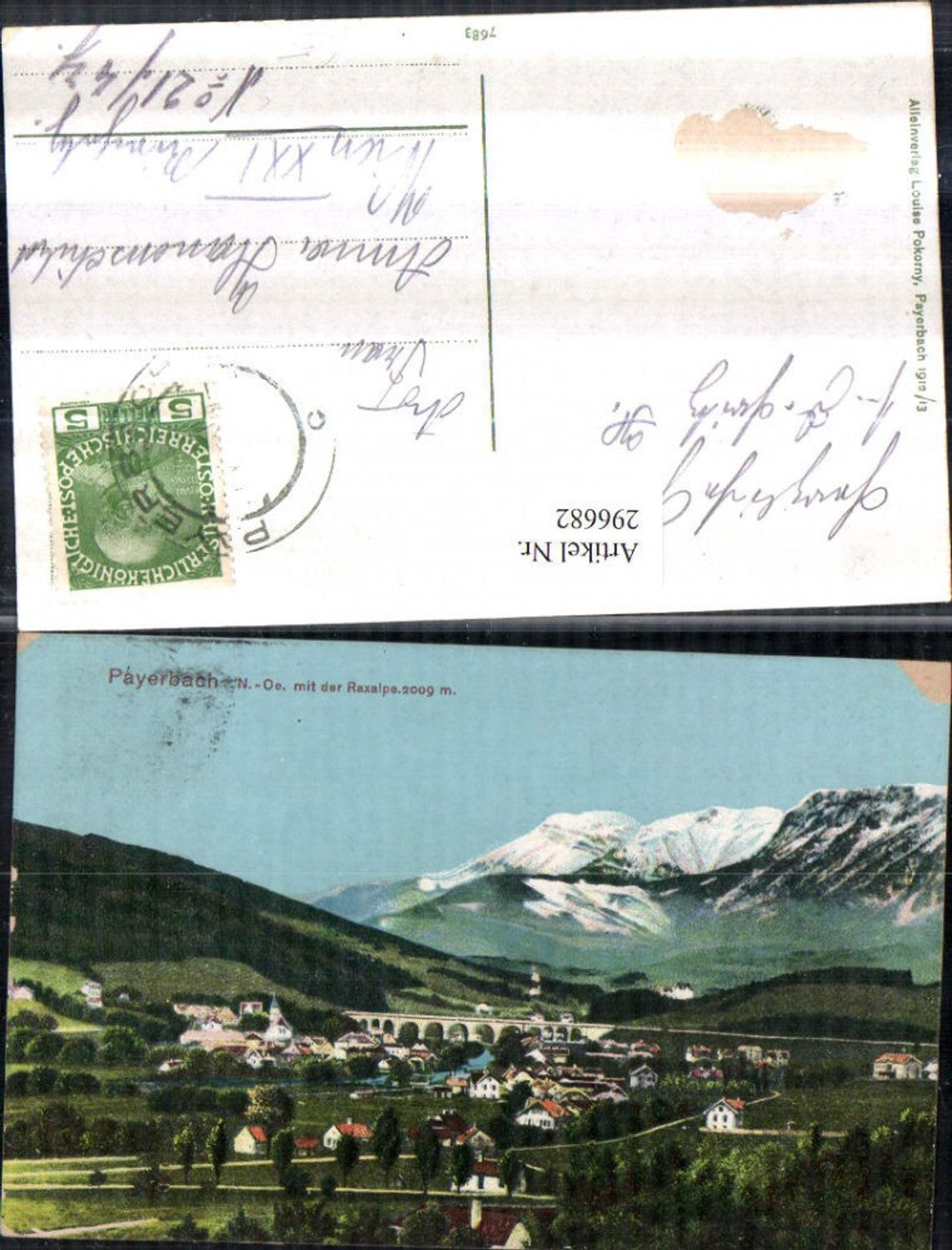 296682,Payerbach Totale m. Viadukt geg. Raxalpe Bergkulisse