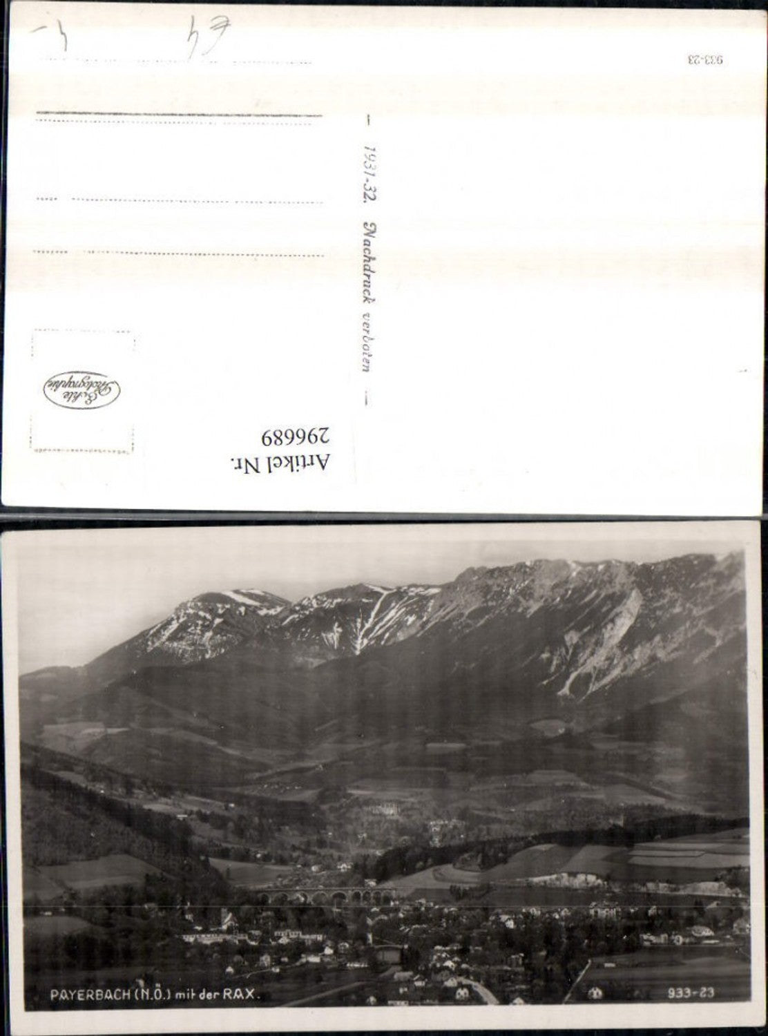 296689,Payerbach Totale m. Rax Bergkulisse