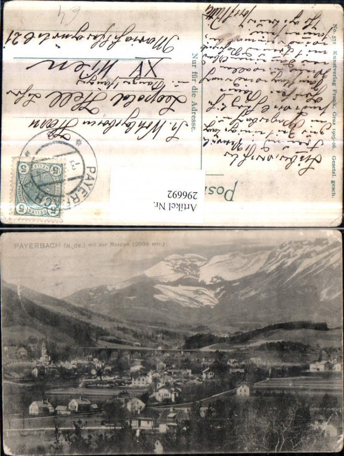 296692,Payerbach Totale m. Viadukt geg. Raxalpe Bergkulisse