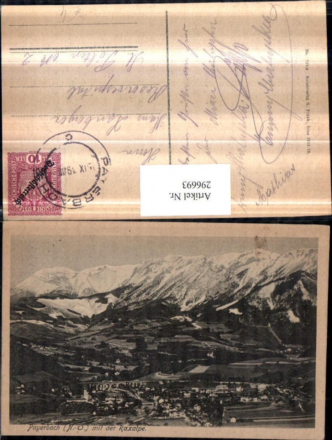296693,Payerbach Totale m. d. Raxalpe Bergkulisse