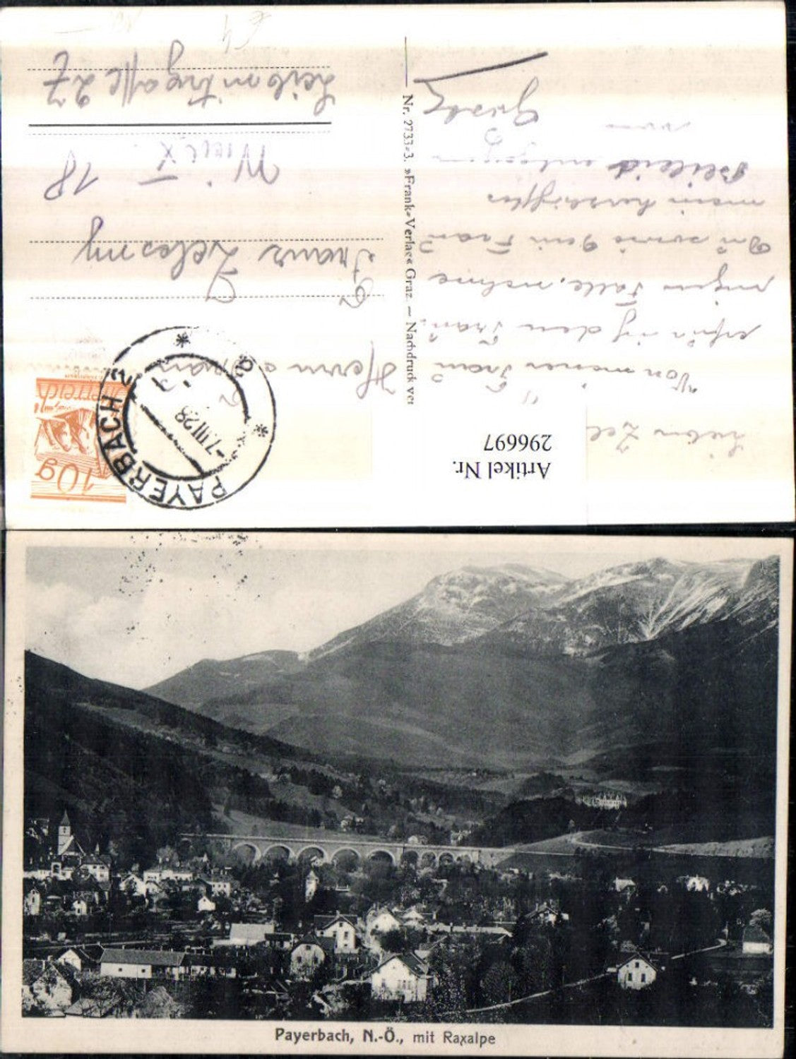 296697,Payerbach Totale m. Viadukt geg. Raxalpe Bergkulisse