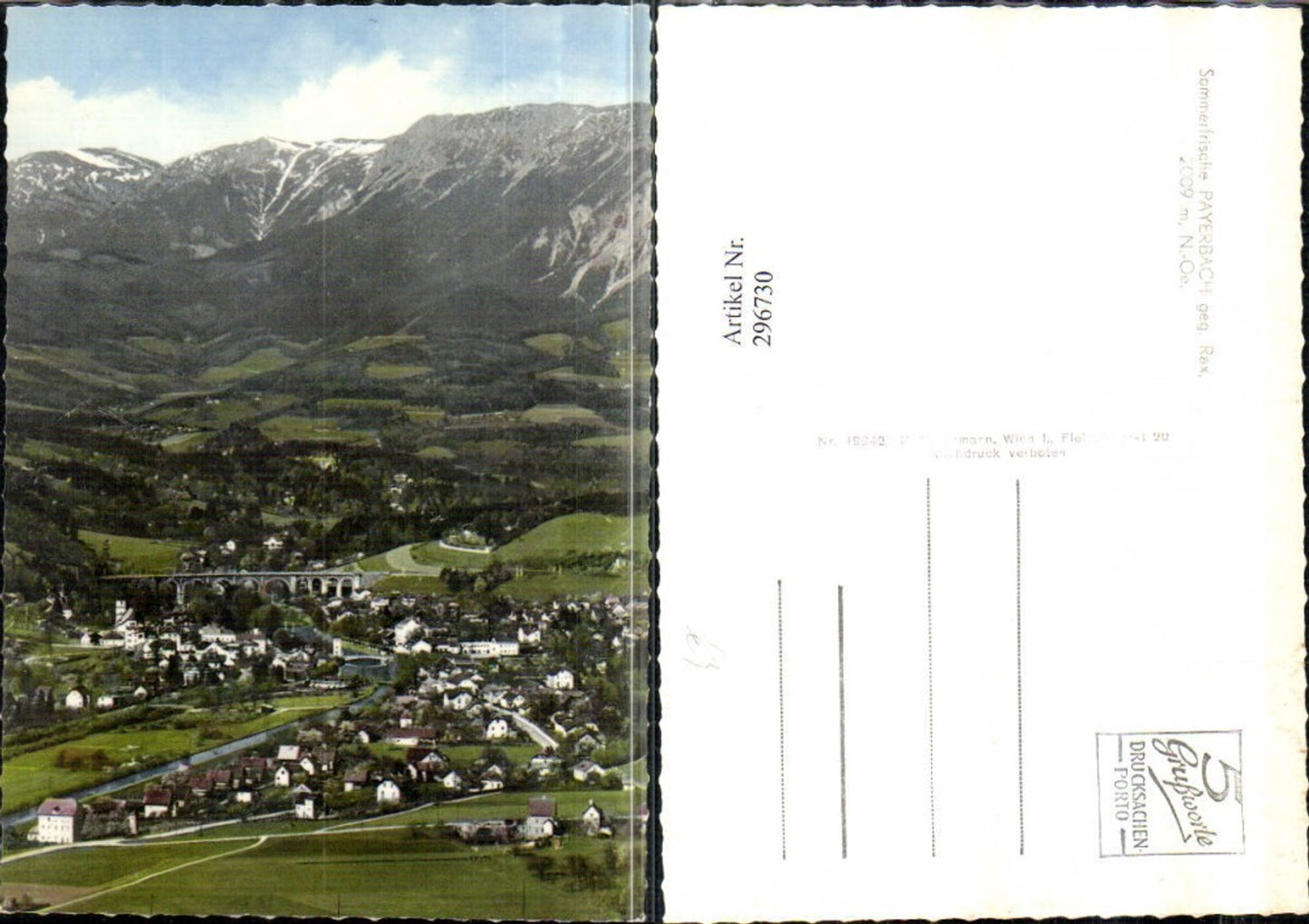 296730,Payerbach Totale m. Viadukt geg. Rax Bergkulisse