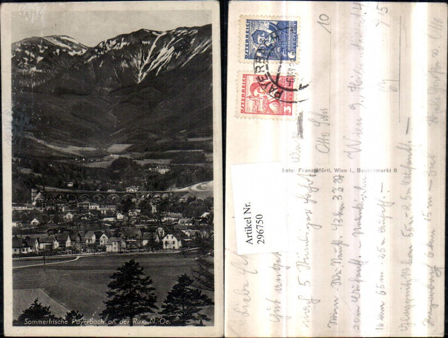 296750,Payerbach an d. Rax Totale m. Viadukt Bergkulisse