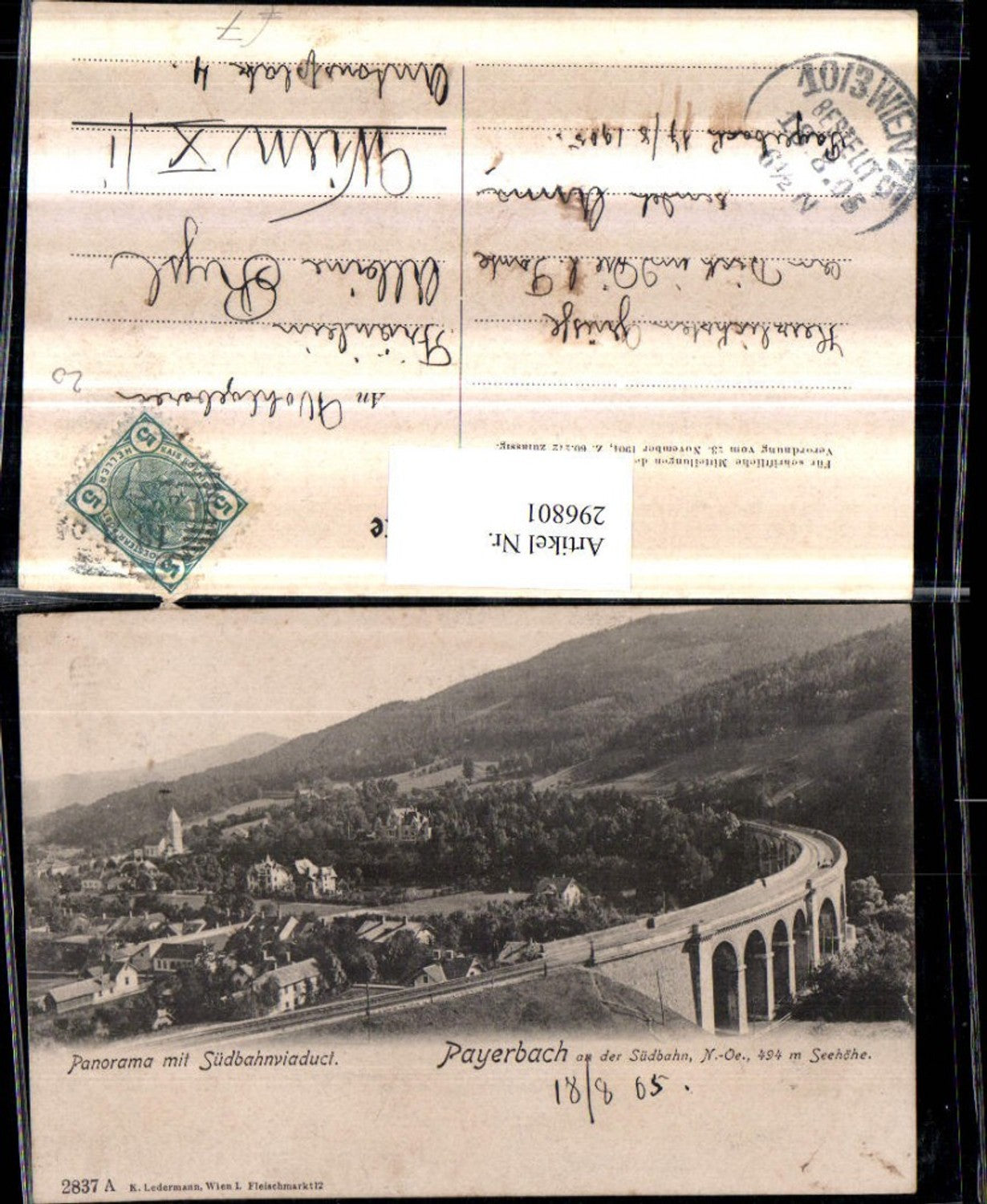 296801,Payerbach an d. Südbahn Totale Panorama m. Südbahnviadukt Brücke