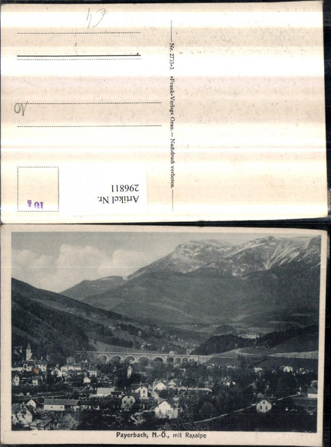 296811,Payerbach Totale m. Viadukt geg. Raxalpe Bergkulisse