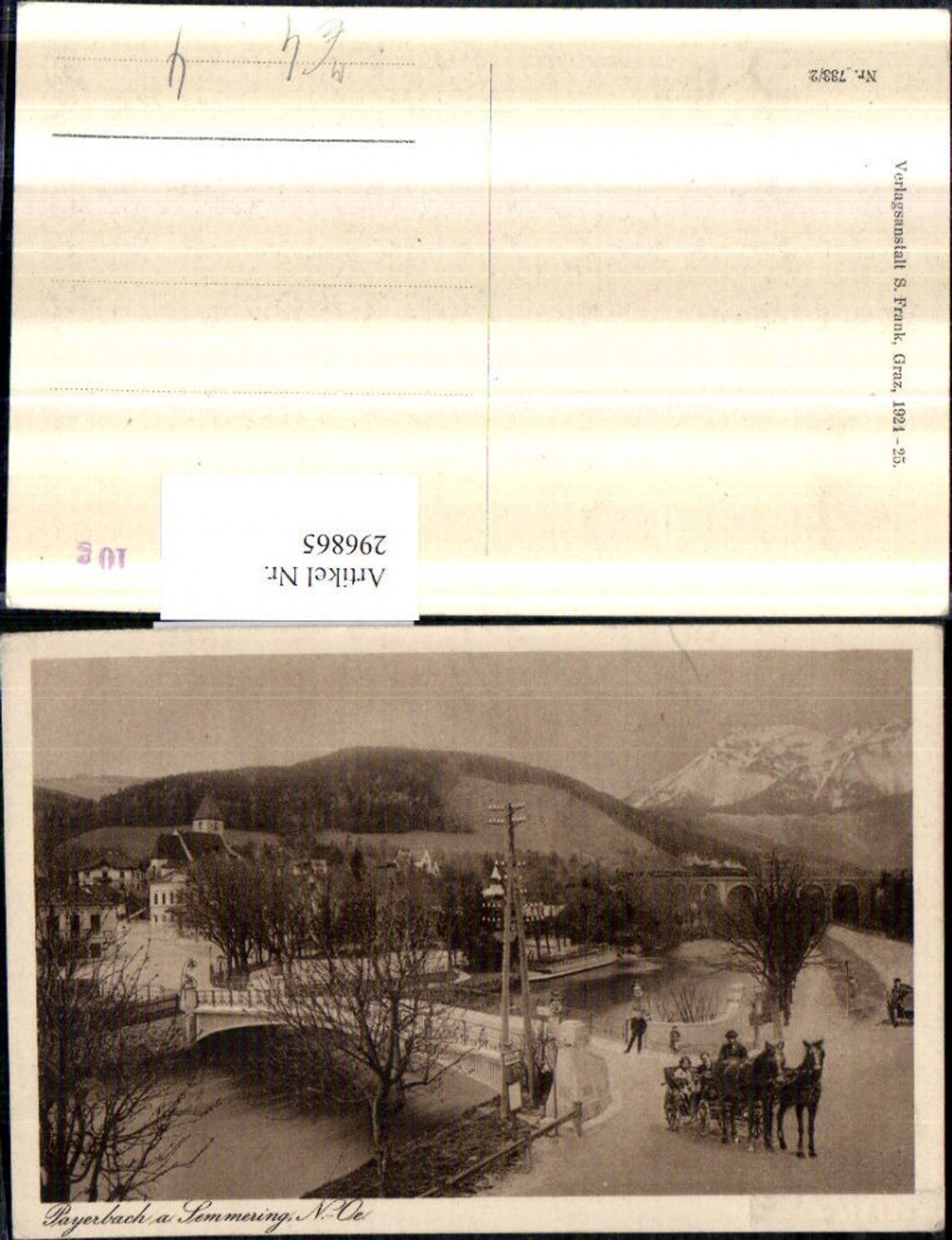 296865,Payerbach am Semmering Teilansicht Brücke Kutsche Viadukt Bergkulisse