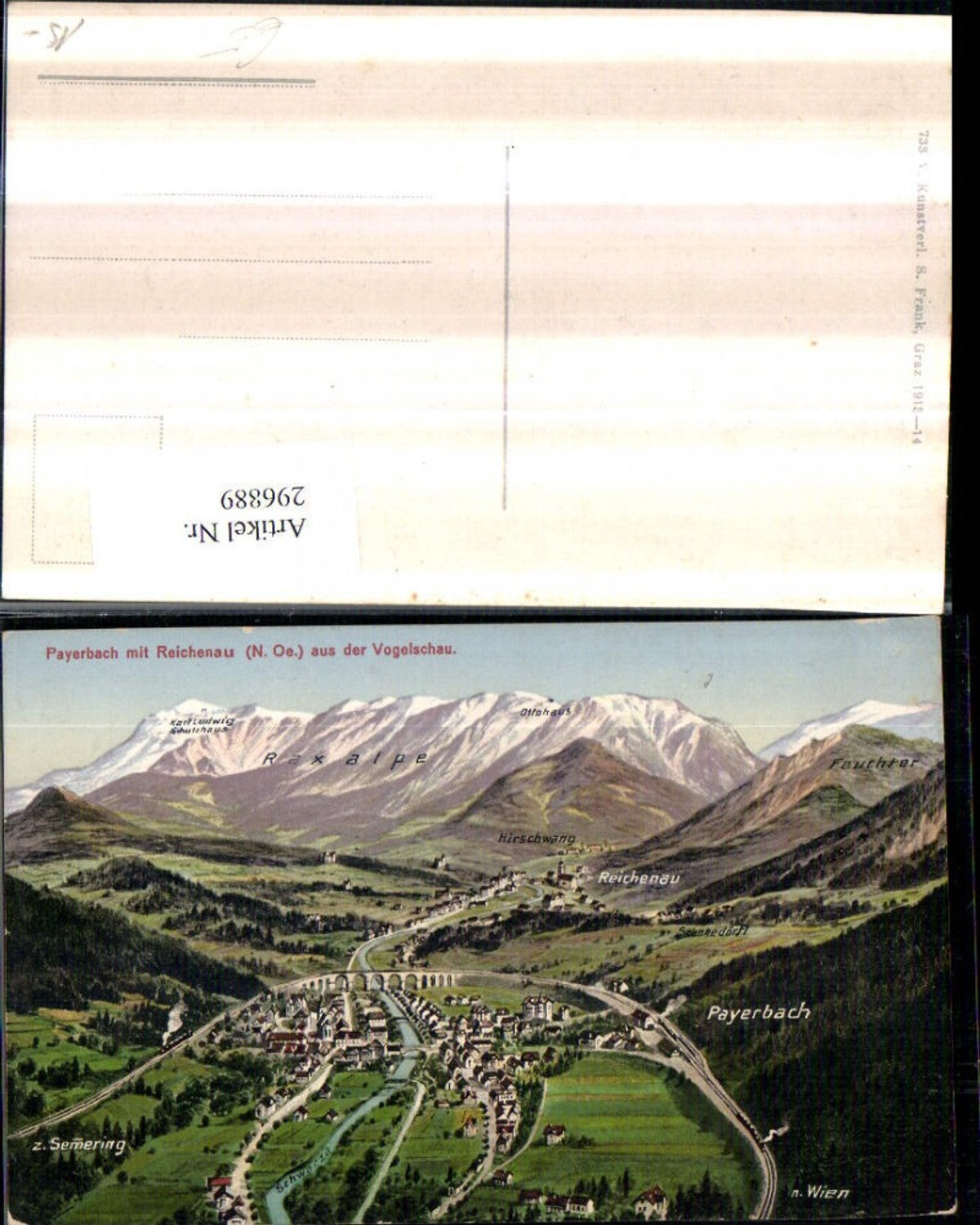 296889,Payerbach Totale m. Reichenau aus d. Vogelschau Viadukt Bergkulisse