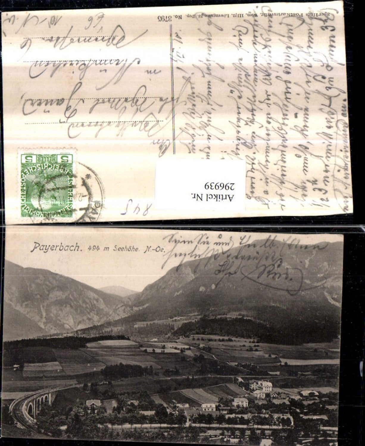296939,Payerbach Teilansicht m. Viadukt Bergkulisse pub Sperling 3795