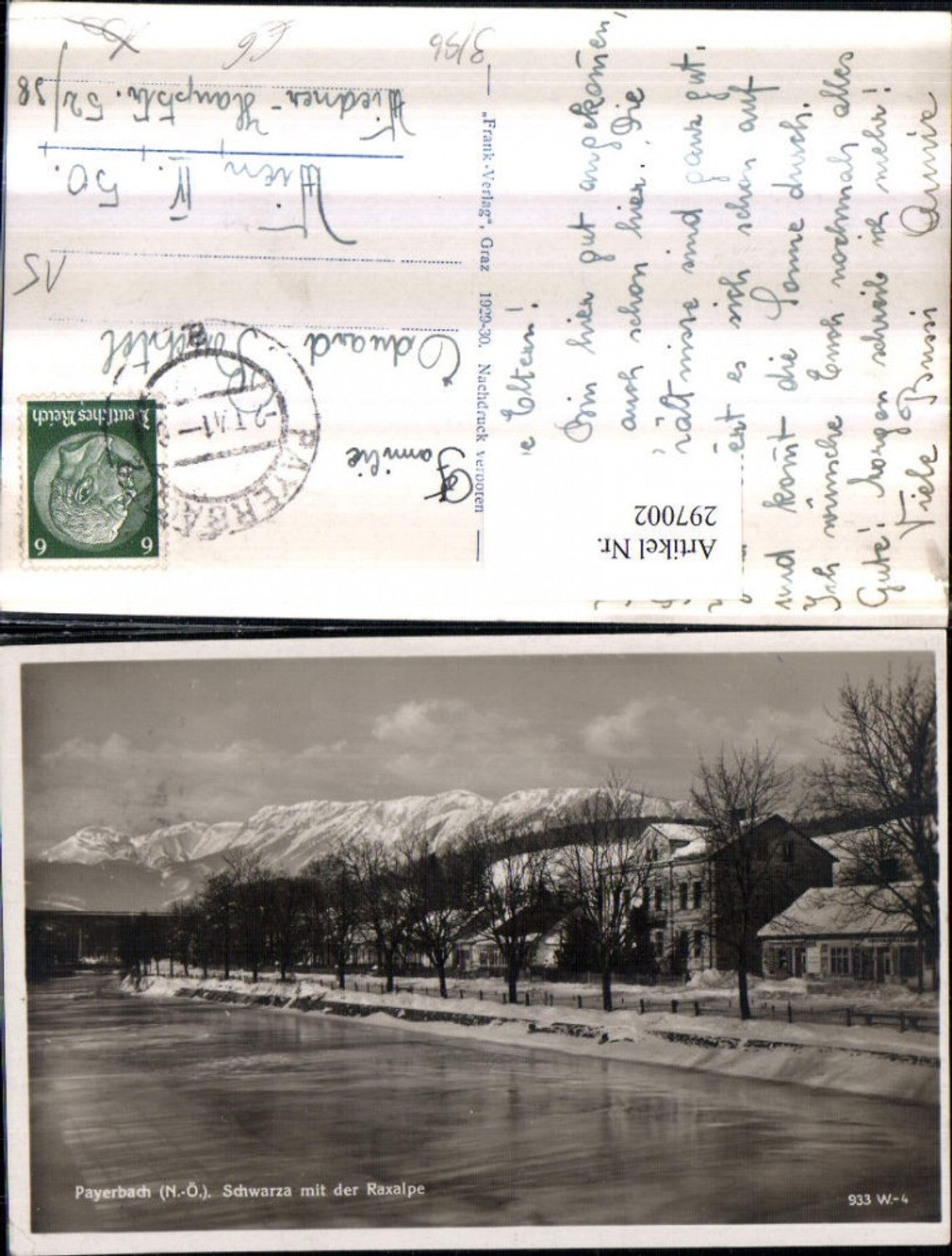 297002,Payerbach Schwarza Fluss Viadukt m. Raxalpe Bergkulisse Winterbild