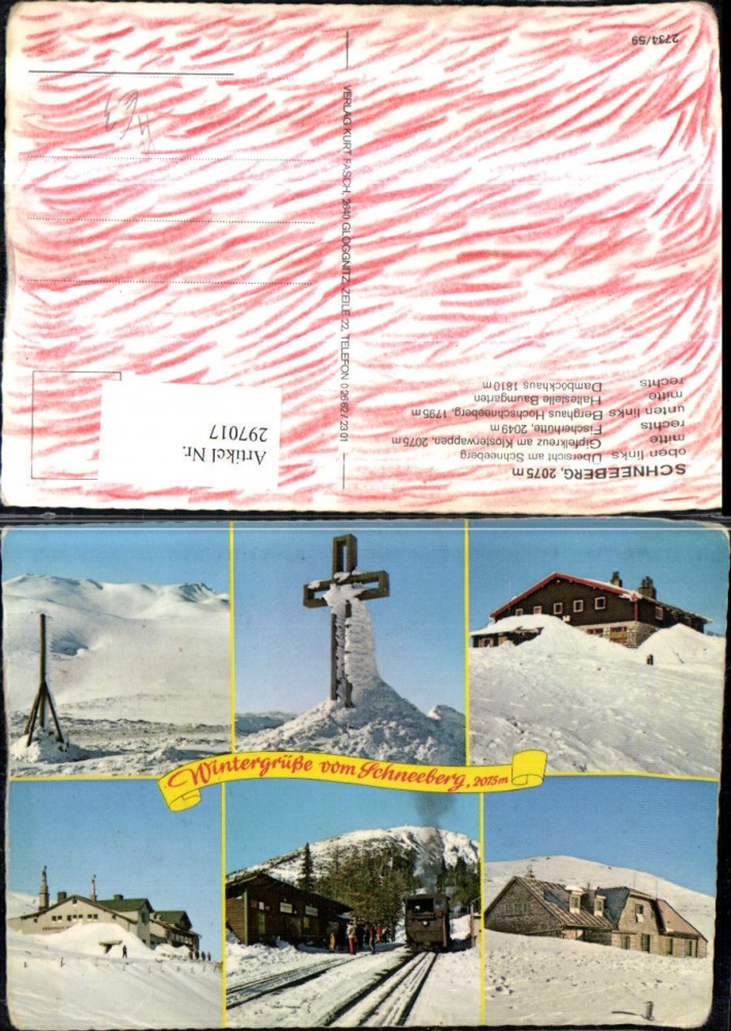 297017,Schneeberg Kreuz Zahnradbahn Fischerhütte Damböckhaus Mehrbildkarte b. Puchberg