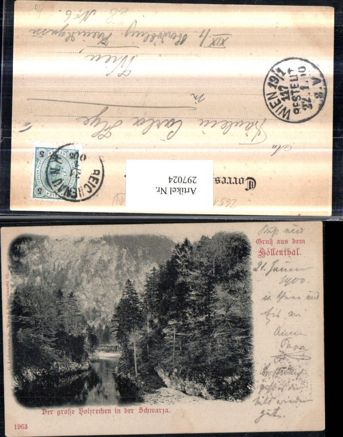 297024,Gruß aus dem Höllenthal Höllental b. Schwarzau Holzrechen in d. Schwarza