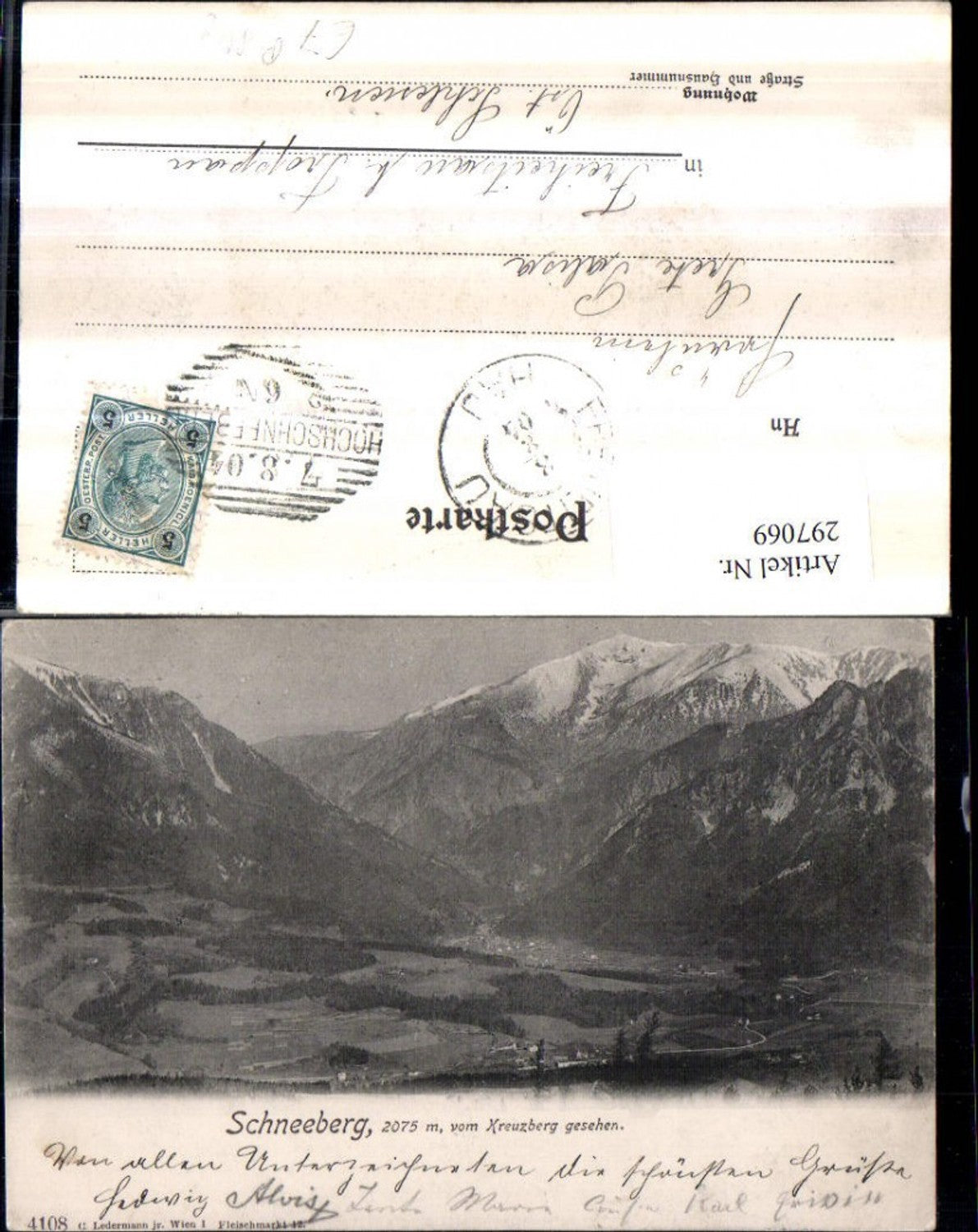 297069,Schneeberg vom Kreudzberg gesehen Bergkulisse b. Hirschwang Puchberg
