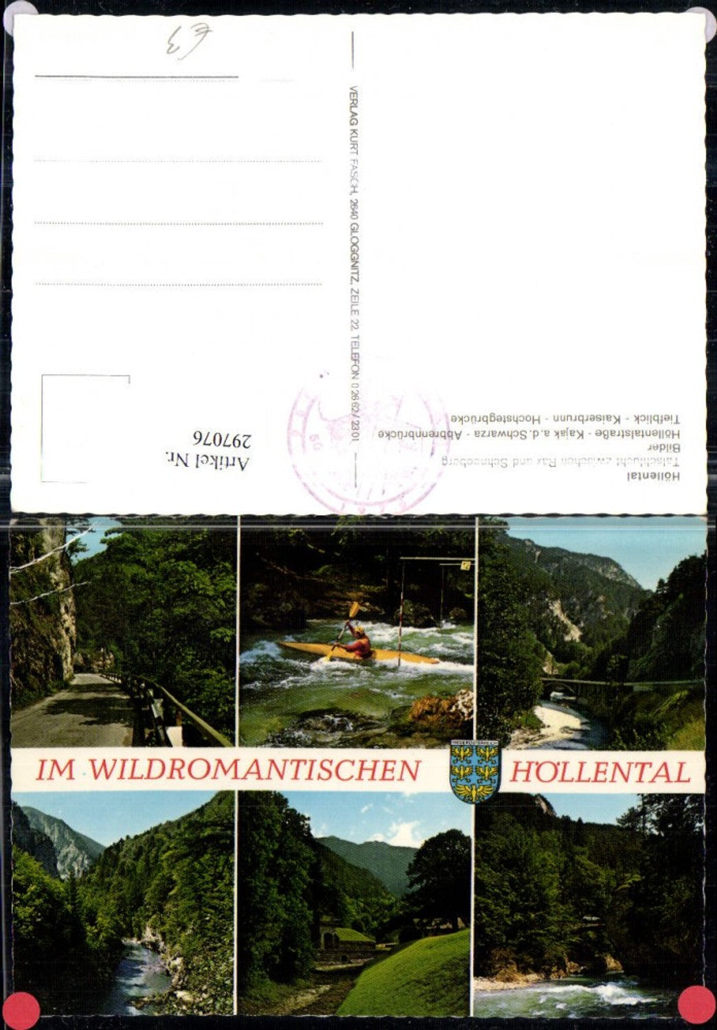 297076,Höllental Kajak Abbrennbrücke Kaiserbrunn Wasserschloss b. Schwarzau Mehrbildkarte