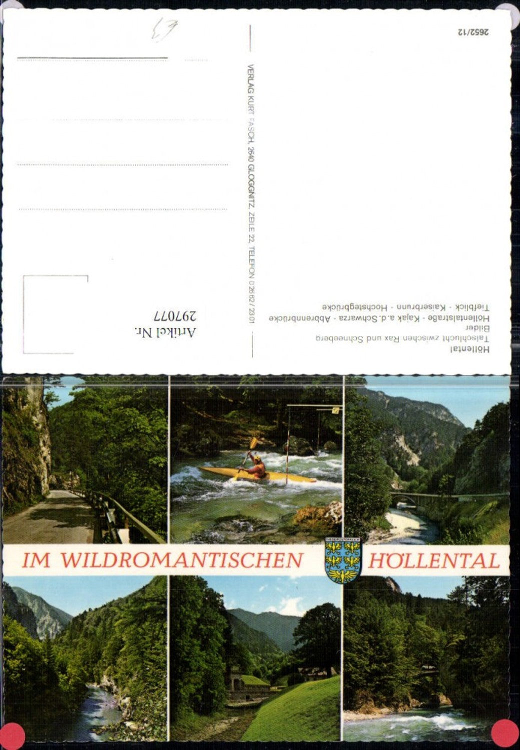 297077,Höllental Kajak Abbrennbrücke Kaiserbrunn Wasserschloss b. Schwarzau Mehrbildkarte