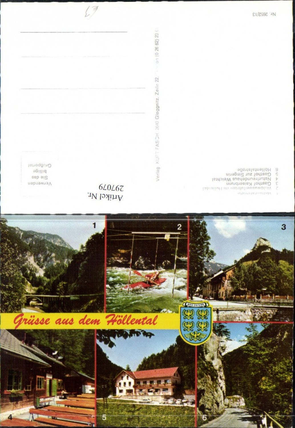 297079,Höllental Kajak Gasthof Kaiserbrunn u. Singerin b. Naßwald Schwarzau Mehrbildkarte