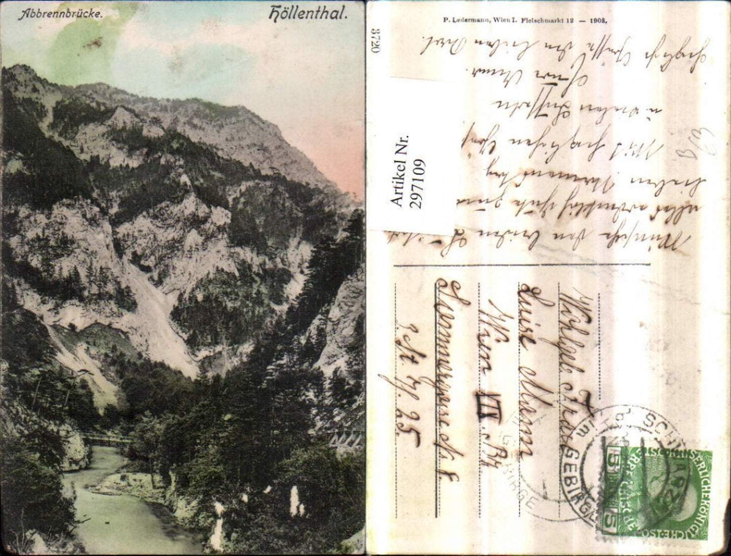 297109,Höllenthal Höllental Abbrennbrücke Brücke b. Naßwald Schwarzau