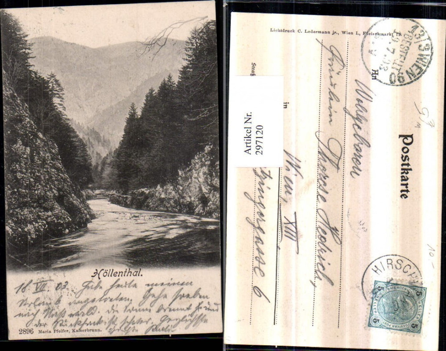 297120,Höllenthal Höllental Partie b. Naßwald Schwarzau im Gebirge