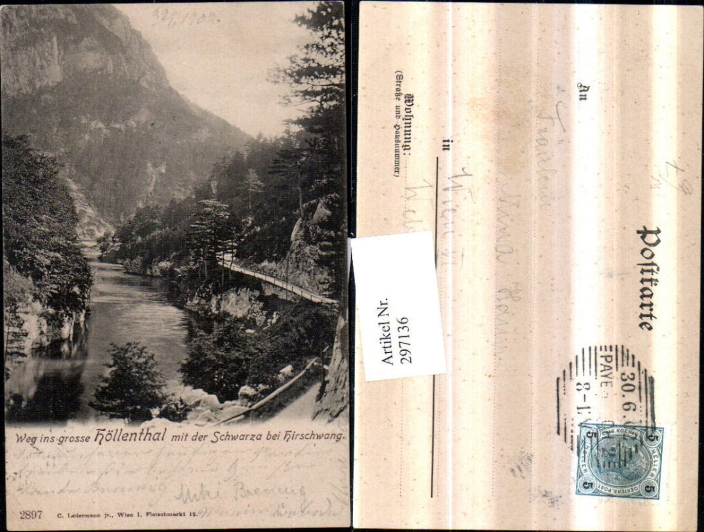 297136,Weg ins große Höllenthal Höllental m. Schwarza b. Hirschwang