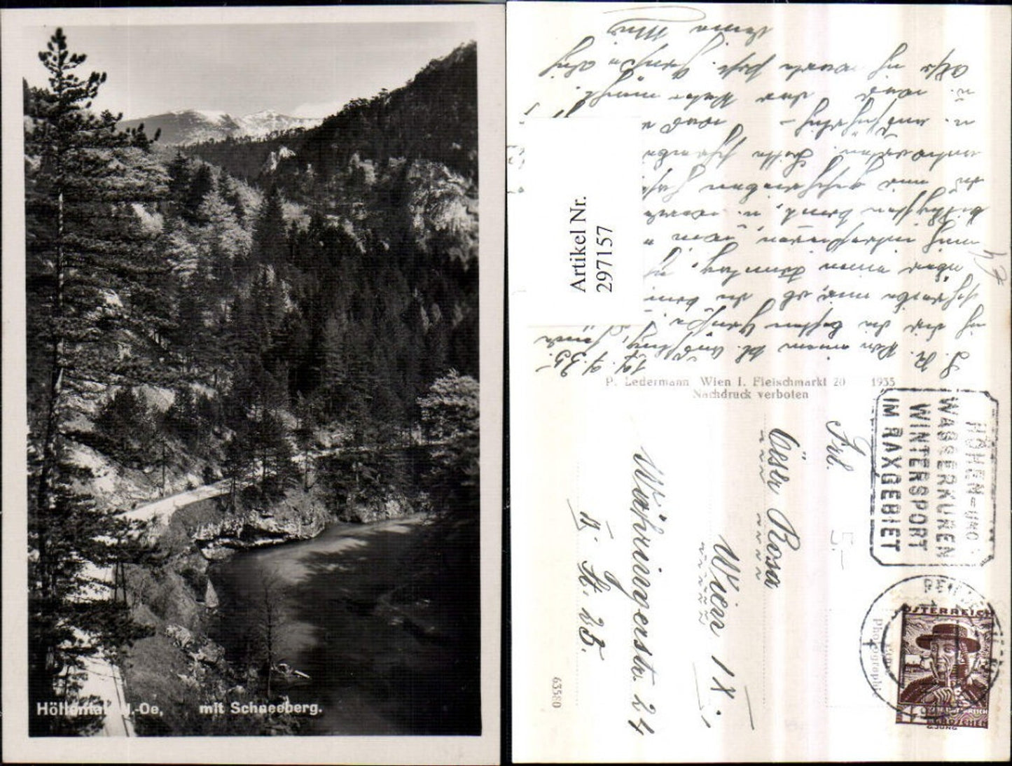 297157,Höllental Partie m. Schneeberg b. Naßwald Schwarzau