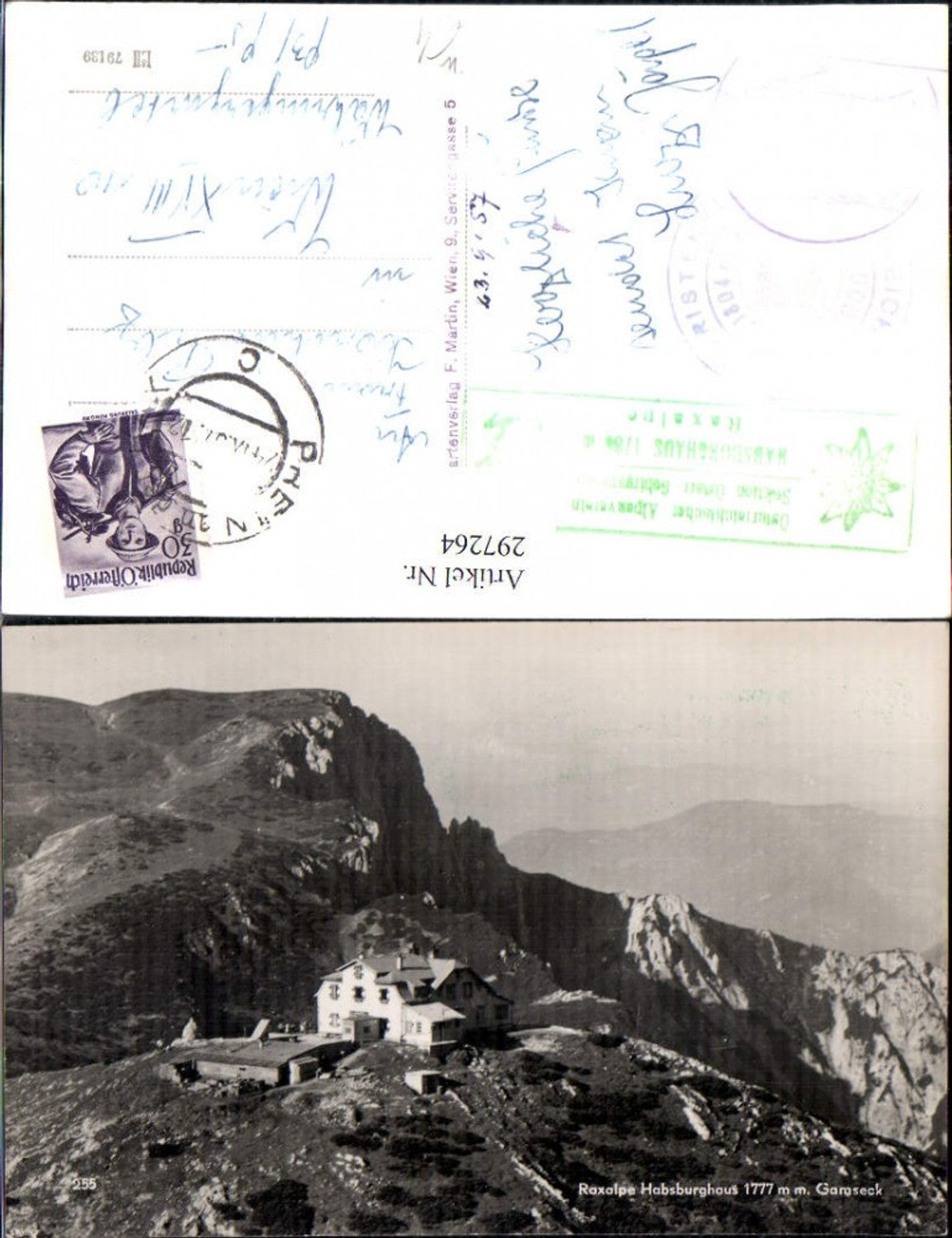 297264,Raxalpe Habsburghaus Berghütte m. Gamseck b. Schwarzau Hirschwang