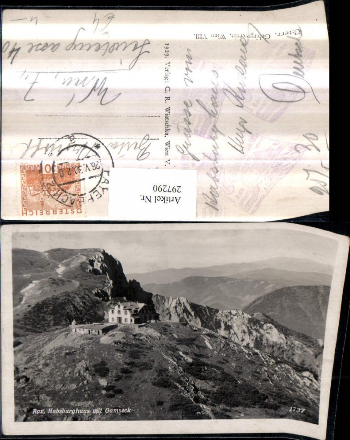 297290,Rax Habsburghaus Berghütte m. Gamseck Bergkulisse b. Hirschwang Schwarzau