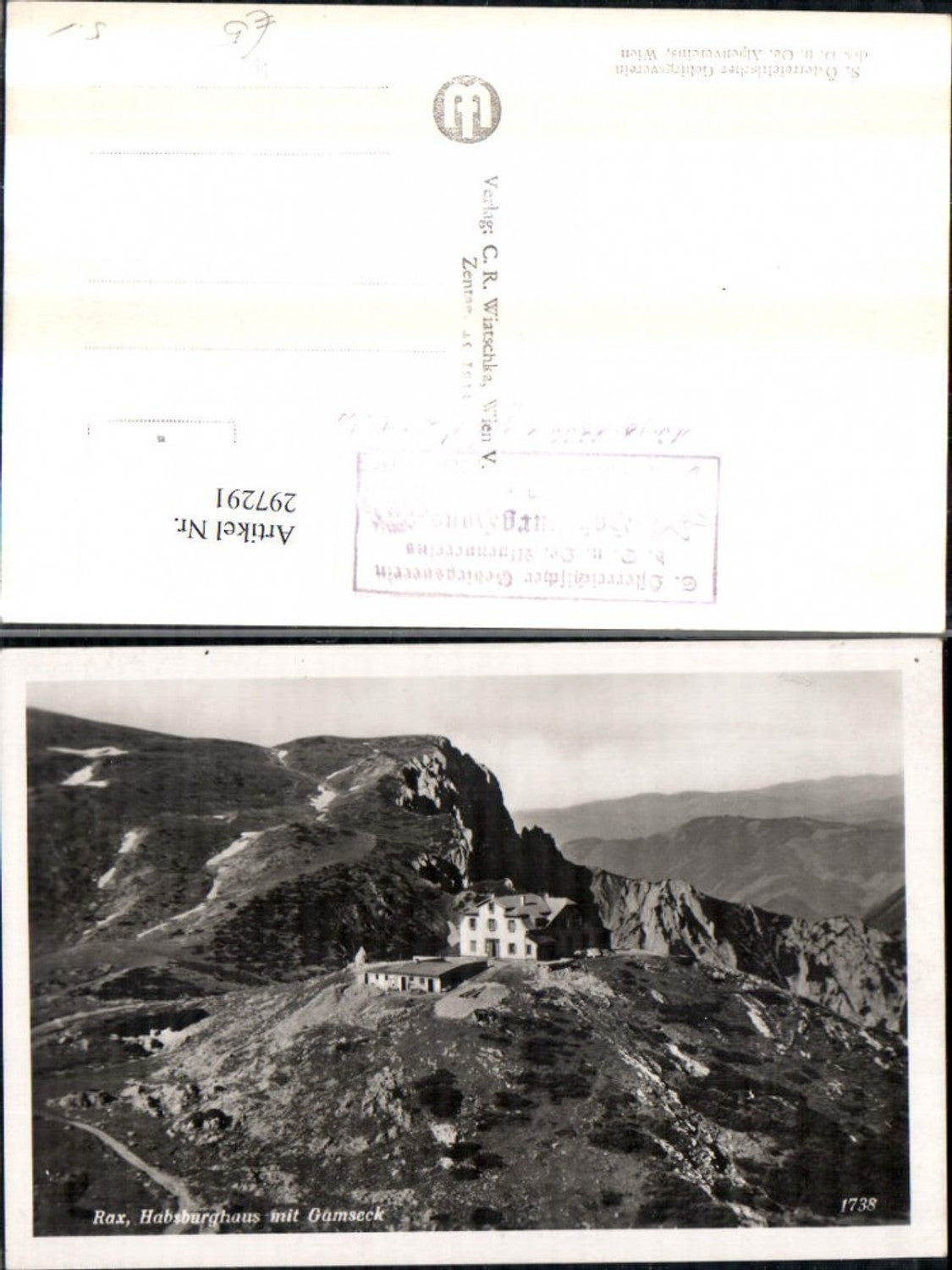 297291,Rax Habsburghaus Berghütte m. Gamseck Bergkulisse b. Hirschwang Schwarzau