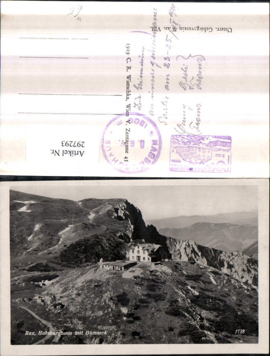 297293, Rax Habsburghaus mountain hut with Gamseck mountain scenery near Hirschwang Schwarzau
