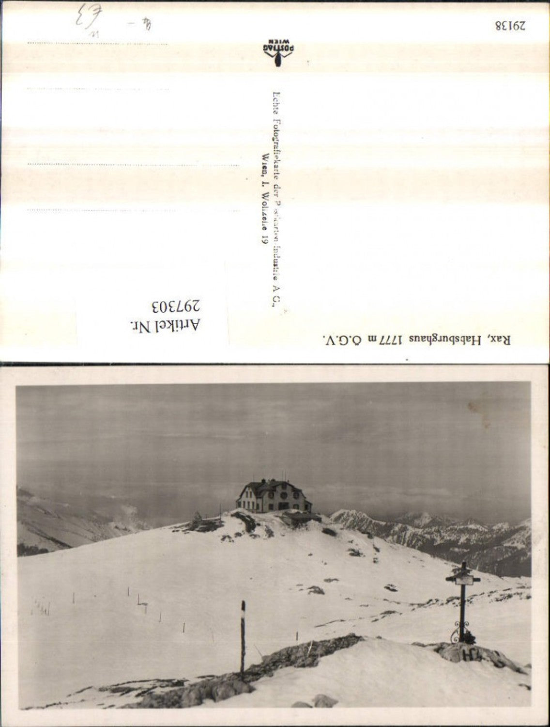 297303,Rax Habsburghaus Berghütte Bergkulisse b. Hirschwang Schwarzau Winterbild