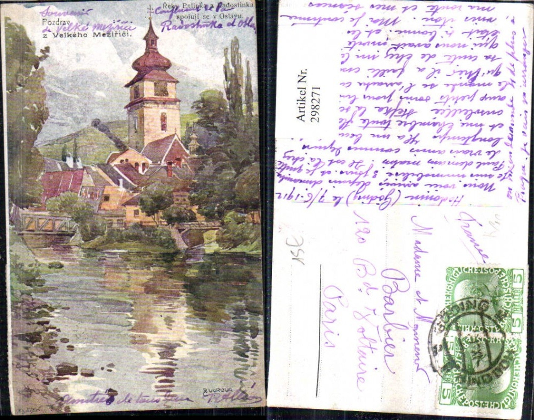 298271,Artist AK Z. Vorlova Groß Meseritsch Reky Balinka a Radostinka ...
