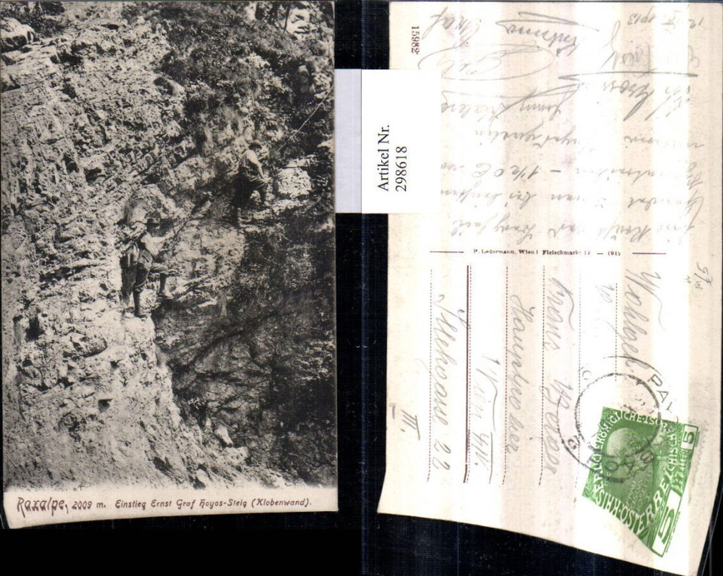 298618,Raxalpe Einstieg Ernst Graf Hoyos-Steig Klobenwand b. Reichenau Bergsteiger