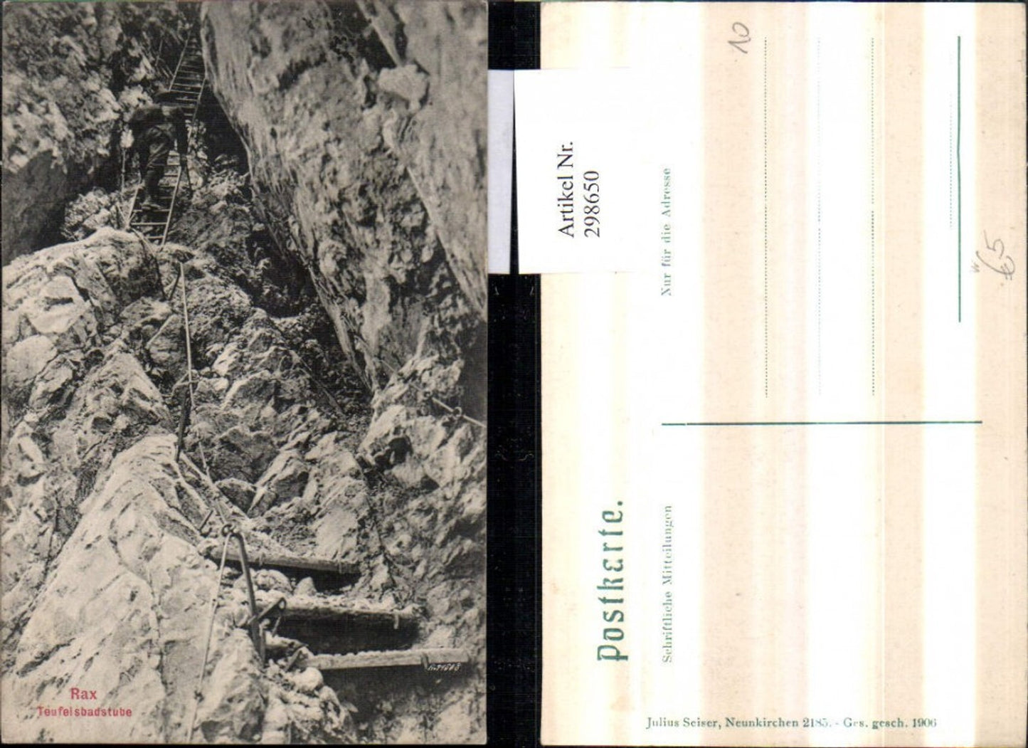 298650,Rax Teufelsbadstube b. Reichenau Bergsteiger Leiter