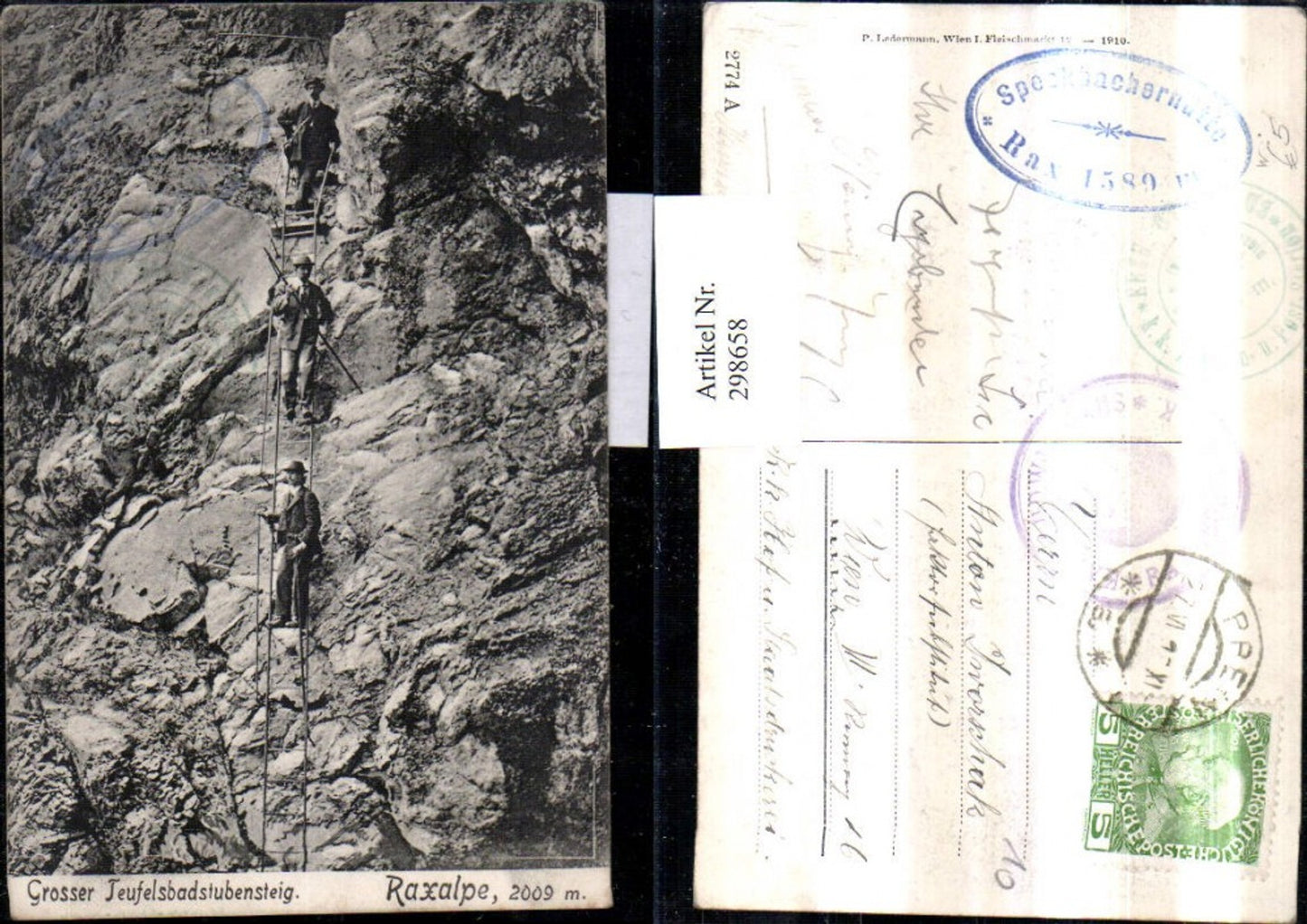 298658,Raxalpe Großer Teufelsbadstubensteig b. Reichenau Leiter Bergsteiger
